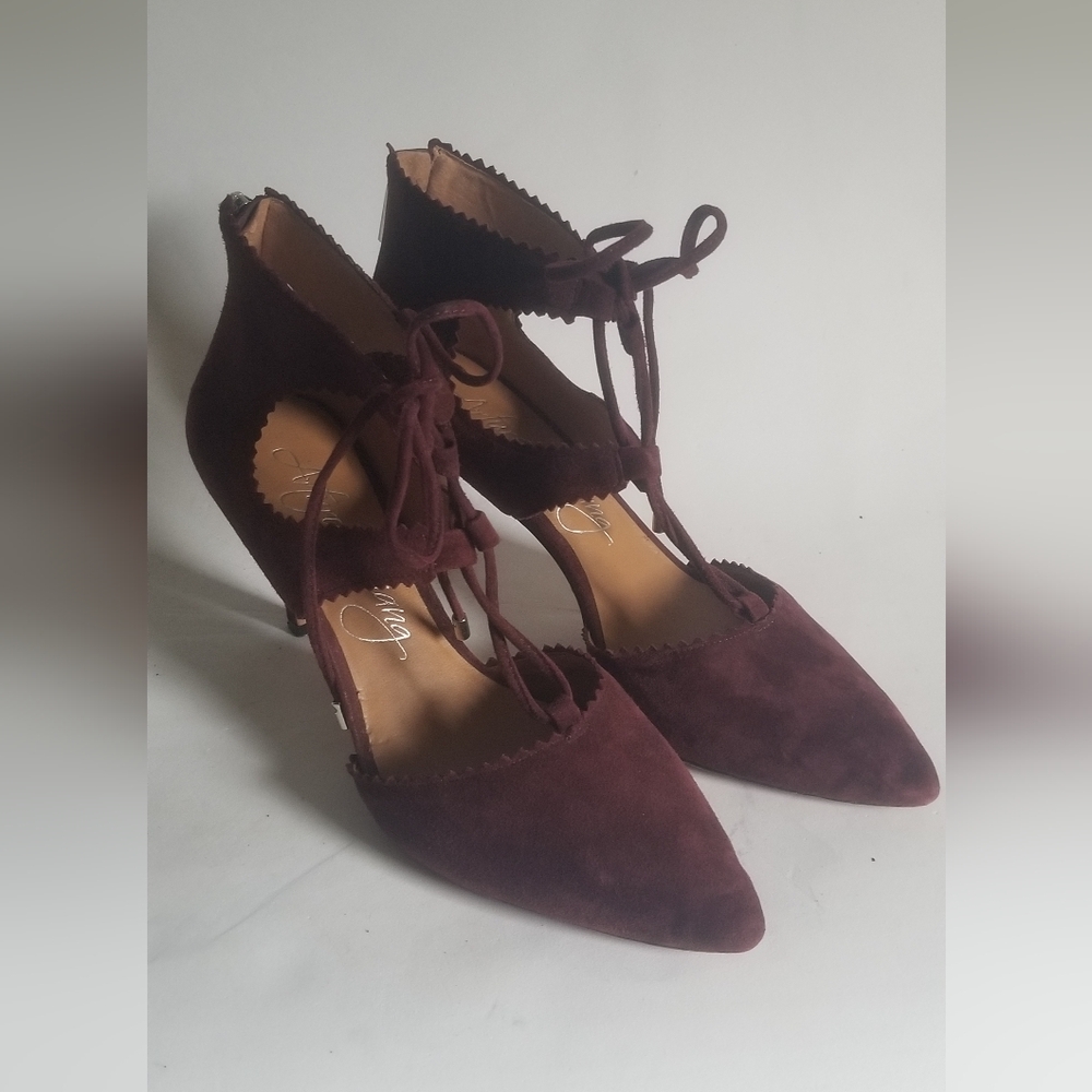Women's Arturo Chiang burgandy suede ankle length pointed toe thin heel shoes